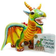 Load image into Gallery viewer, Drevnar the Dragon Plush & "The Vibrant Voyage of Drevnar the Dragon" Board Book | By TigerHart Toys