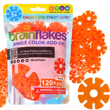 Load image into Gallery viewer, Brain Flakes Single Color Add-on - 120 Pieces - Resealable Pouch - Orange