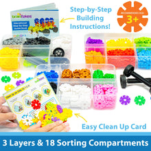 Load image into Gallery viewer, Brain Flakes 1000 Piece Sort ‘n’ Snap Set - Wheel Pieces and Special Parts Included - A Great Stem Toy for Both Boys and Girls
